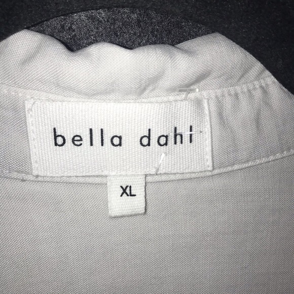 BELLA DAHL Button Collar XL Shirt White Grey Tencel Lyocell Bell Sleeve Cuffs - Picture 2 of 8